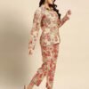 Cream and Red Chanderi Silk Co-ord Set - Image 3