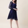 Blue A-Line Plain Dress - Image 4