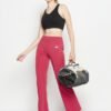 Comfort-Fit High Waist Flared Yoga Pants in Maroon with Side Pocket - Image 3