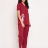 Leo Print Button Down Shirt & Pyjama Set in Maroon - 100% Cotton - Image 5