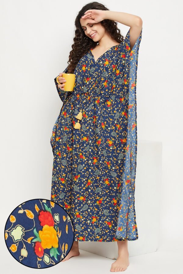 Pretty Florals Long Kaftan - Crepe