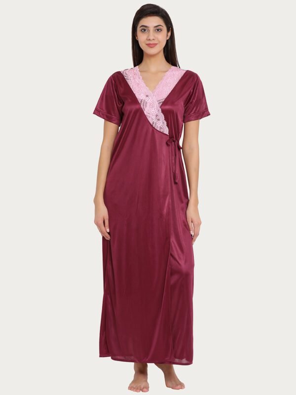 Bridal Robe in Wine - Satin