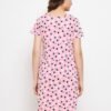 Dot Print Short Night Dress in Baby Pink - 100% Cotton - Image 6