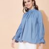 Sky Blue Braided Neck Top - Image 2