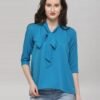 Blue Coloured Plain Crepe Top - Image 2