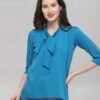 Blue Coloured Plain Crepe Top - Image 3