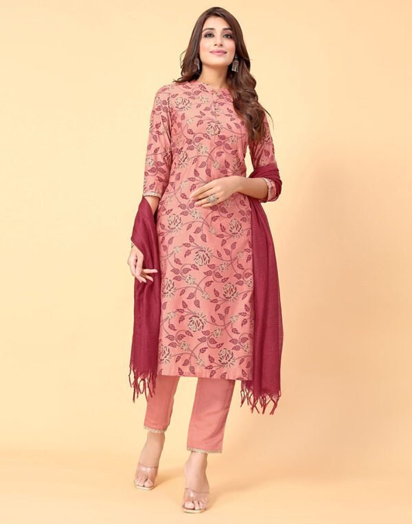 Coral Kurti With Pant And Dupatta