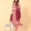 Coral Kurti With Pant And Dupatta - Image 7