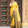 Yellow Silk Weaving Kanjivaram Saree - Image 3