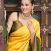 Yellow Silk Weaving Kanjivaram Saree - Image 5