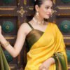 Yellow Silk Weaving Kanjivaram Saree - Image 7