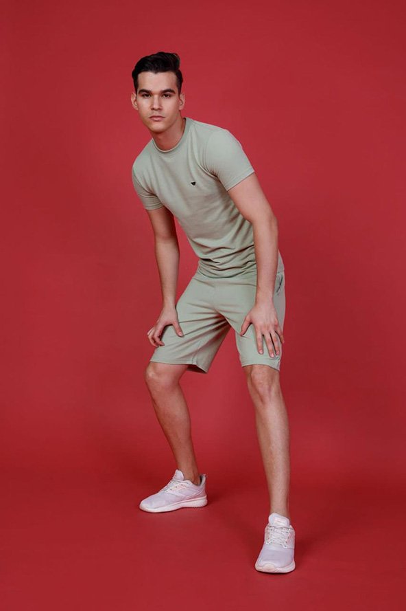 Men’s Cotton T-Shirt and Shorts Coord Set in Sea Green Color