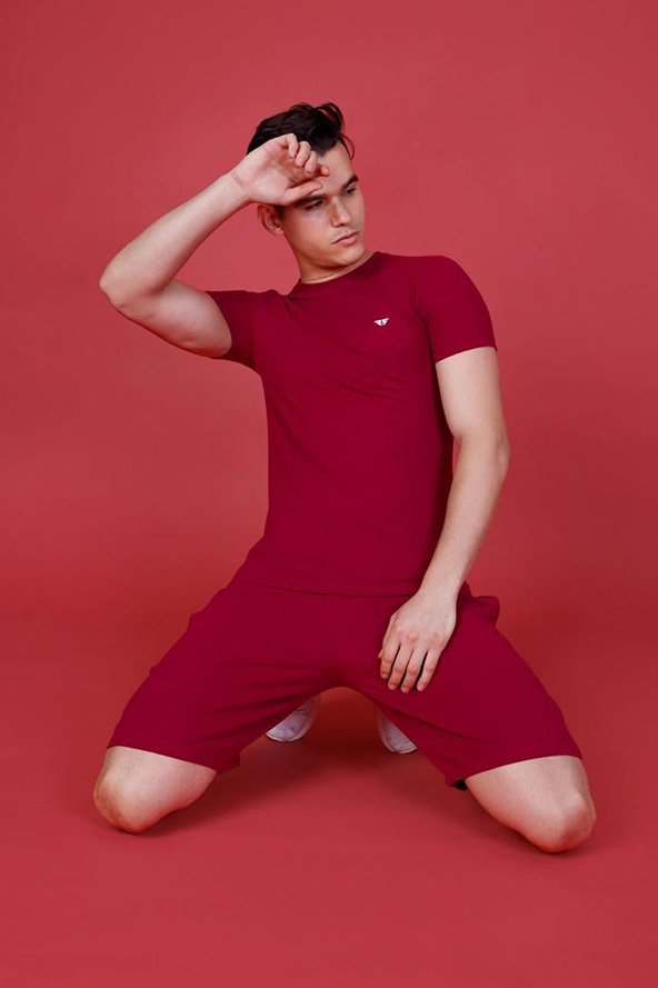 Men’s Cotton T-Shirt and Shorts Coord Set in Red Color