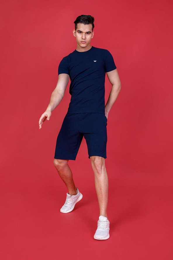 Men’s Cotton T-Shirt and Shorts Coord Set in Blue Color