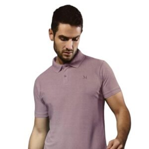 Men’s Luxe Dri-Fit Polo Neck Mauve Purple T-Shirt in Honey Comb Fabric