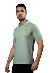 Men’s Luxe Dri-Fit Polo Neck Seafoam T-Shirt in Honey Comb Fabric
