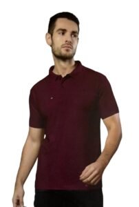 Men’s Luxe Dri-Fit Polo Neck Wine Color T-Shirt in Honey Comb Fabric