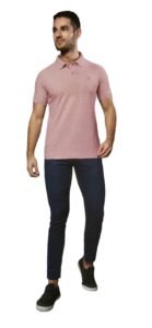 Men’s Luxe Dri-Fit Polo Neck Pastel Pink T-Shirt in Honey Comb Fabric