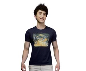 Men’s MZ Bio Cotton Teal Navy Graphic Print T-Shirt