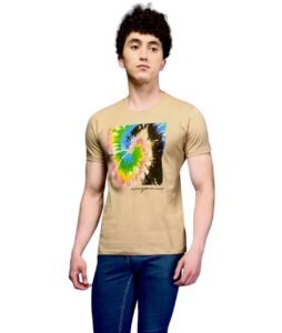 Men’s MZ Bio Cotton Beige Graphic Print T-Shirt