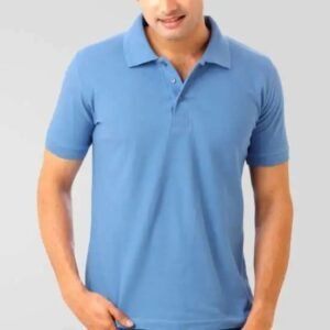 Men’s Cotton Light Blue Polo Neck T-Shirt