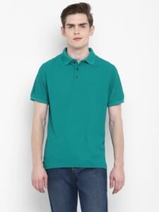 Men’s Cotton Sea Green Polo Neck T-Shirt