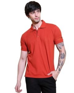 Men’s Cotton Red Polo Neck T-Shirt