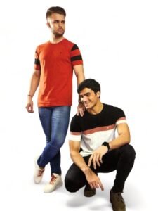 Men’s Cotton Round Neck T-Shirts in Rust and White
