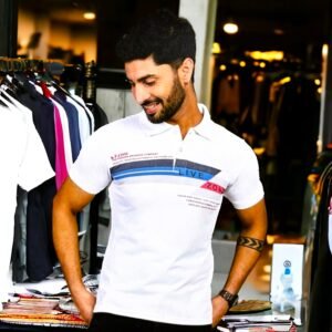 Men’s White Polo T-Shirt made with Twill Lycra