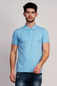 Men’s Cotton Polo T-Shirt In Baby Blue Color