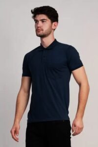 Men’s Cotton Polo T-Shirt In Navy Blue Color