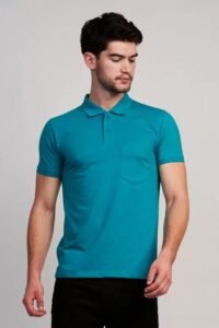 Men’s Cotton Polo T-Shirt In Cerulean Blue Color