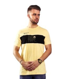 Men’s Round Neck Yellow Cotton T-Shirt