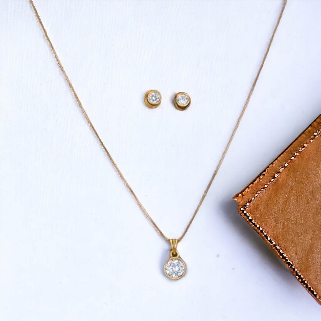 Cz Delicate Pendant Set With Gold Plating