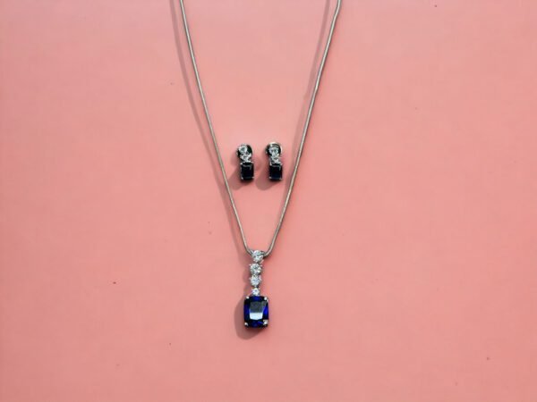 Cz Delicate Pendant Set With Rhodium Plating