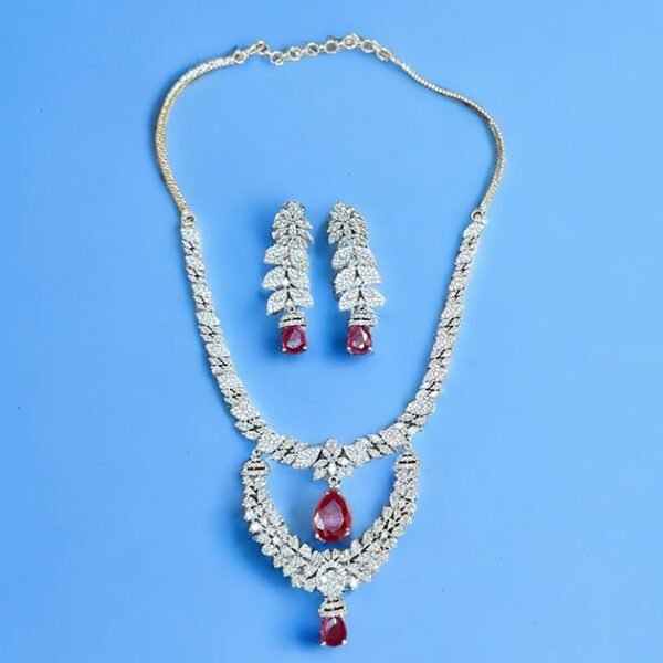 Cz Classic Necklace With Rhodium Plating