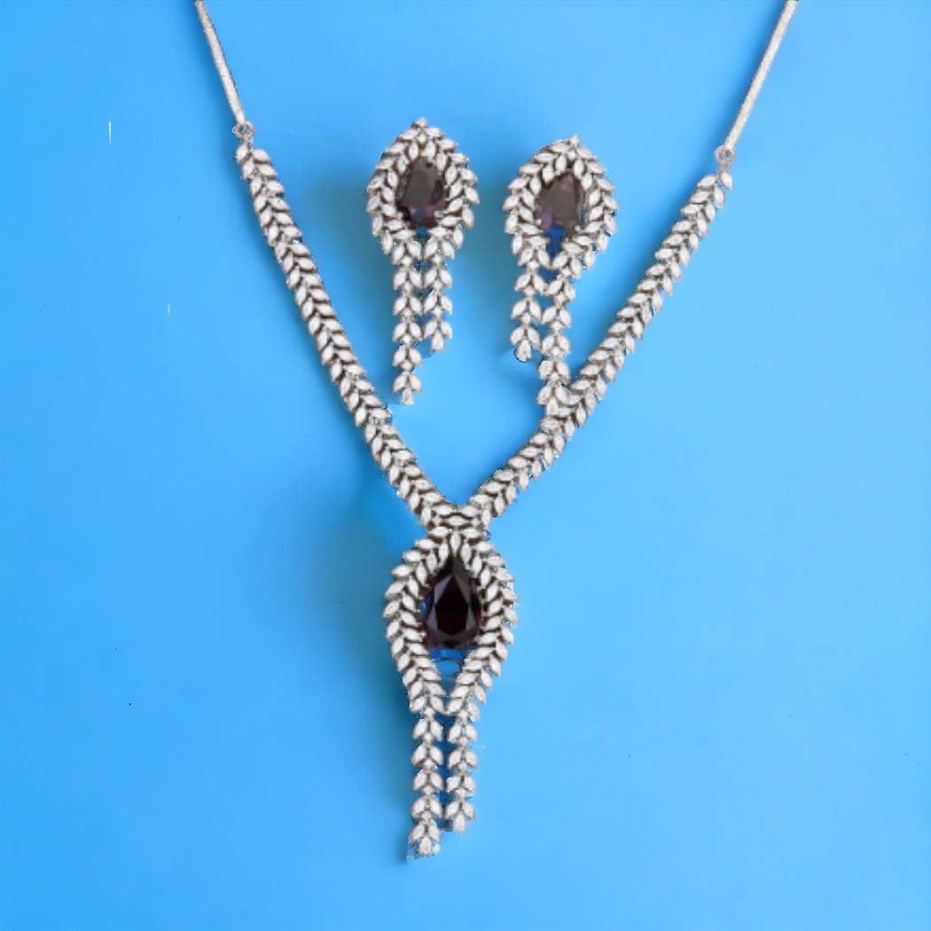Cz Classic Necklace With Rhodium Plating