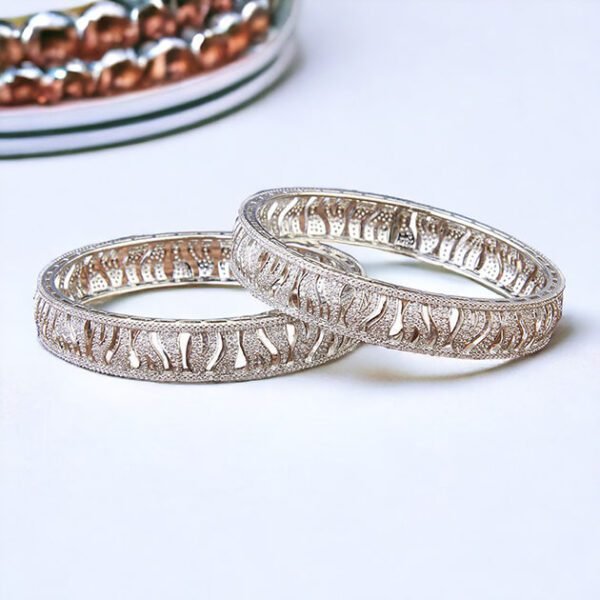 Cz Classic Bangles With Rhodium Plating