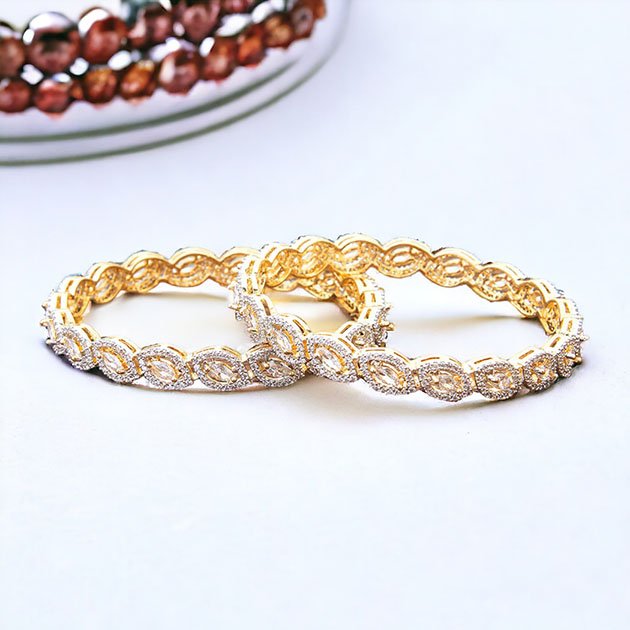 Cubic Zirconia Classic Bangles With 2 Tone Plating