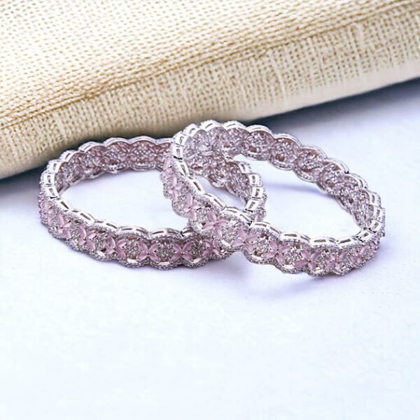 Cz Classic Bangles With Rhodium Plating