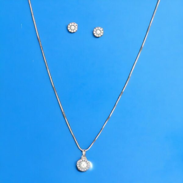 Cz Moti Pendant Set With Rhodium Plating