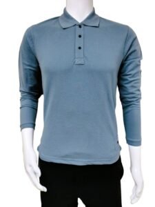 Snowdon Collared Long Sleeves T-Shirt in Cerulean