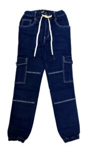Men’s Denim Cargo Pants | 6 Pockets | Dark Blue