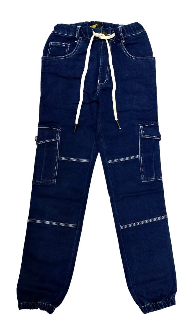 Men’s Denim Cargo Pants | 6 Pockets | Dark Blue