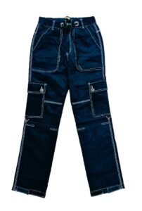Navy Blue Men’s Corduroy Cargo Pants | 6 Pockets