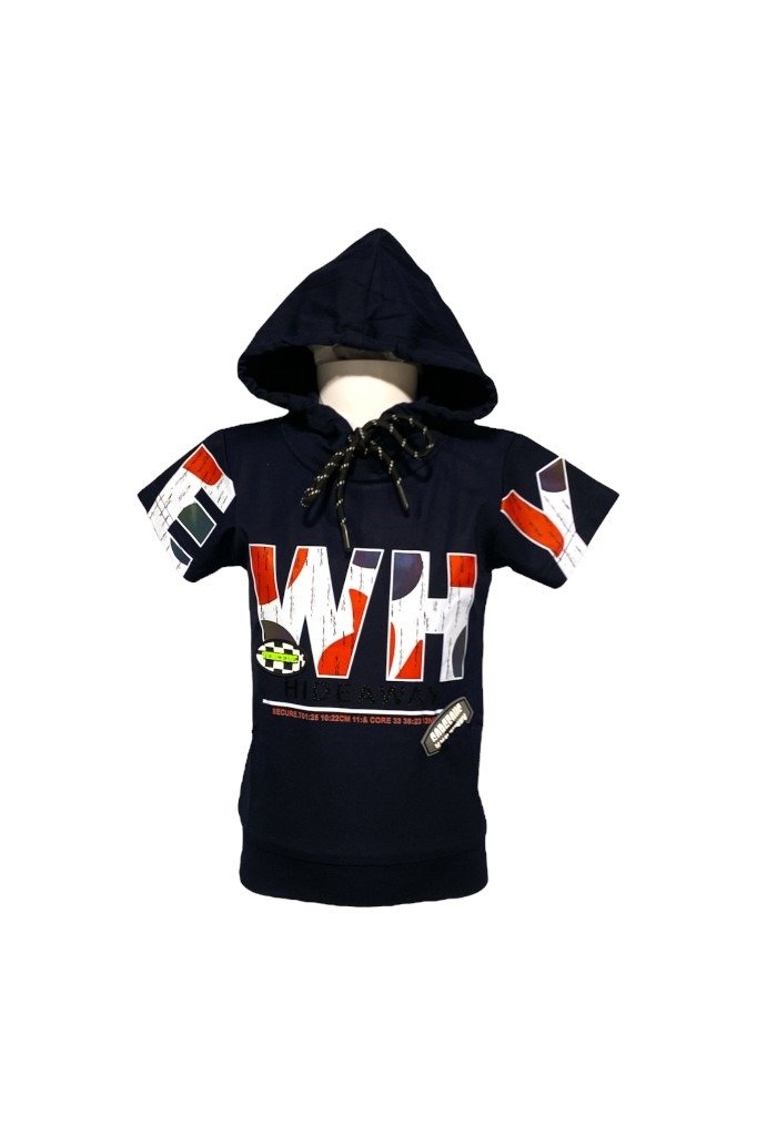Boys T-Shirt with a hoodie in Navy