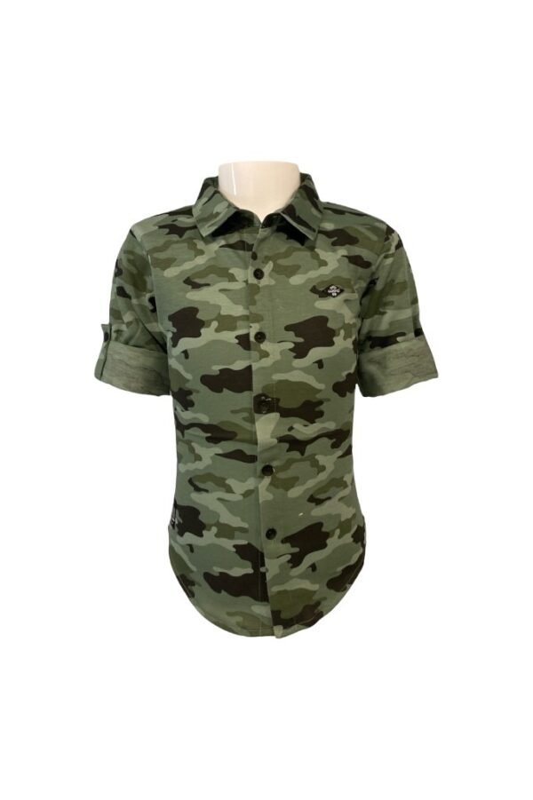 Stylish Camo Print Shirt for Boys in Green