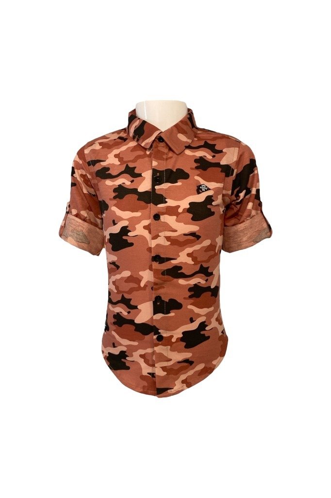 Stylish Camo Print Shirt for Boys in Peach