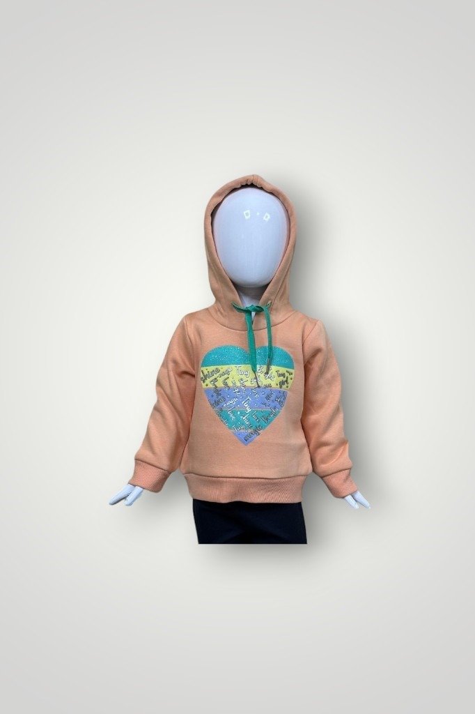 Girls Sweatshirt with Hoodie in Peach | Snug & Stylish