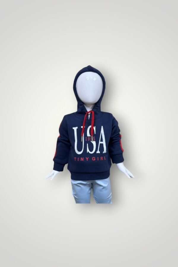 Navy Blue Girls Sweatshirt with Hoodie | Snug & Stylish